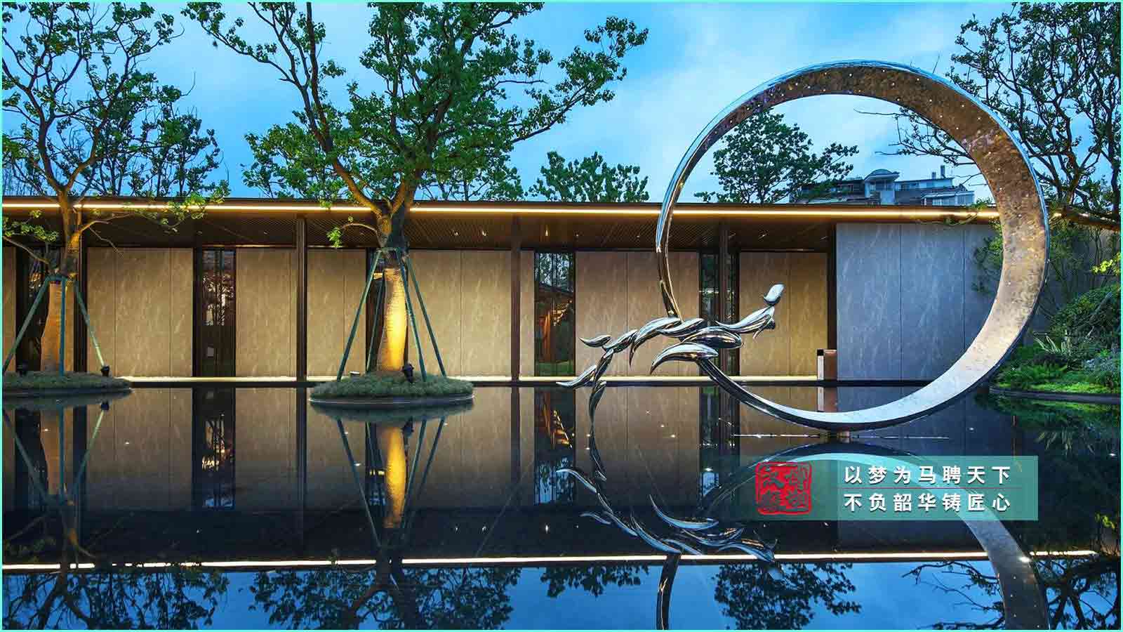 圓環(huán)不銹鋼雕塑,庭院花園不銹鋼雕塑,戶外大型藝術(shù)不銹鋼